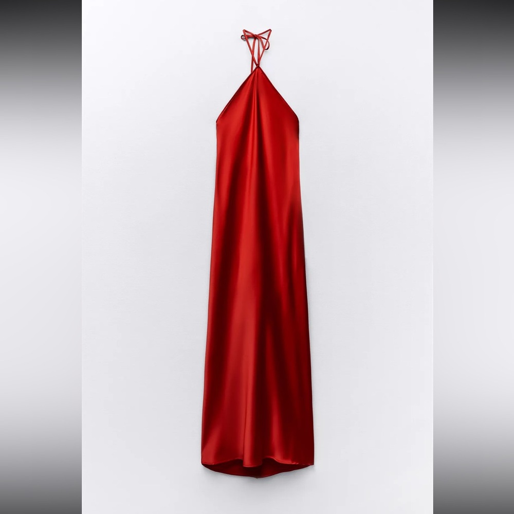 Elegant Red Halter Dress